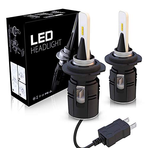 Aaiwa H7 LED Phares Voiture Ampoules 60W 8000LM Car Headlight Feux Avants Auto Blanc 6500K Tout en un kit de conversion, 2 ans Garantie