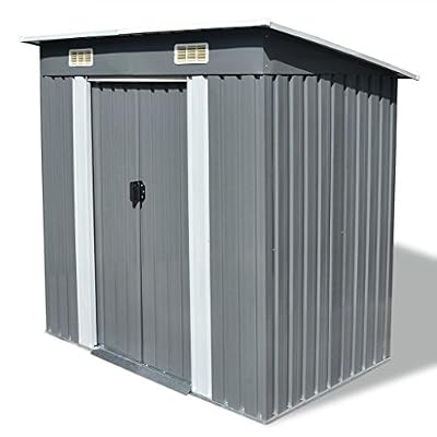 vidaXL Abri de Stockage Abri de Jardin Rangement de Jardin Métal Gris