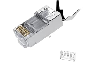 VIVOCH 50 Pcs Cat7 RJ45 Connectors, Cat7 RJ45 Plugs, Cat7 2-Piece Metal Shielded RJ45 Ends FTP 8P8C Modular Network Plug Connector