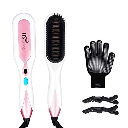 Haarglätter Bürste Glättungbürste Tragbare, Keramik Ionen-Technologie stylingbürste mit LED-Display PTC Schneller Aufheizung 180°C-220°C für Dickes/Dünnes/Feines/Welliges/Lockiges Haar,Antistatisch