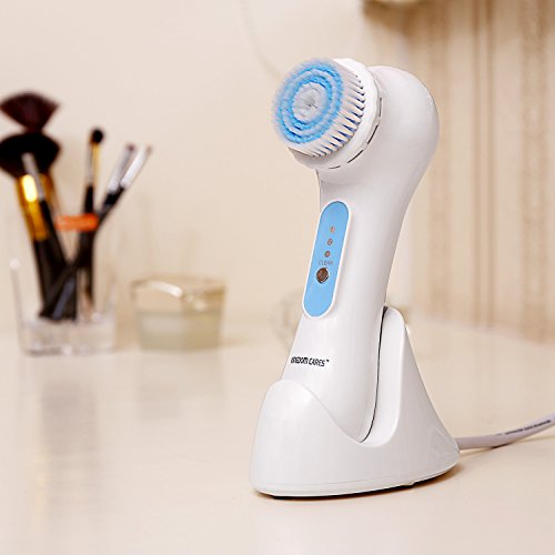 KINGDOMCARES Ultrasonic Facial Cleansing Brush Sonic Cleansing System Electric Face Skin Cleanser Exfoliator Appliance Makeup Blackhead Remover Microdermabrasion Rechargeable Waterproof face Brush Massager with 3 Speeds 2 Brush Heads Blue