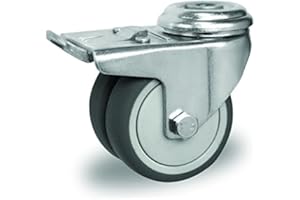 der ROLLENDE SHOP - Lenkrolle - Doppelrolle mit Rückenloch und Bremse 50 mm - Serie P2T2