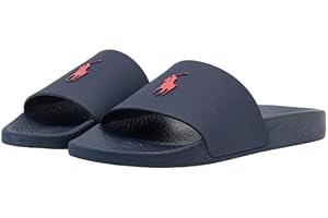 Ralph Lauren Polo Player Mens Navy/Red Slides-UK