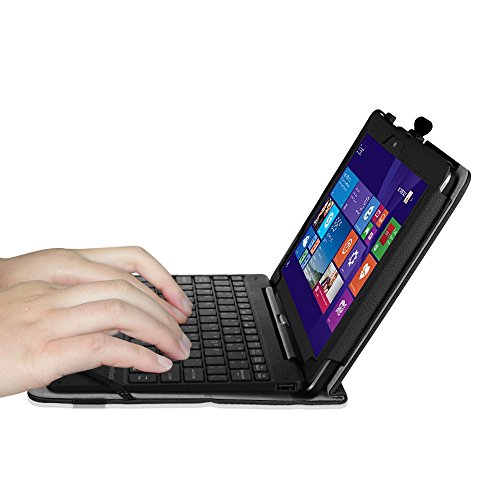 Fintie Odys Winpad 10 / Lenovo Miix 300 10.1 Hülle – Slim Fit Folio Premium Kunstleder Tastatur Ständer Schutzhülle Case Cover Tasche mit Ständerfunktion für Odys Winpad 10 2in1 / Lenovo Miix 300 (10,1 Zoll) Tablet-PC, Schwarz - 9