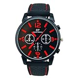 EUZeo Herrenmode Lederband Uhren Herren Sportliche Farbnummer Quarz Armbanduhren Stunden Armbanduhr Analoguhr Herrenuhren