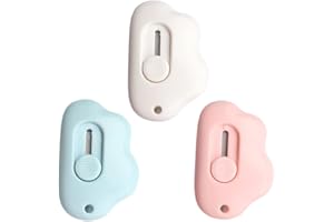 JRYXDS 3 Pièces Mini Box Cutter Standard Couteaux Utilitaires Portable Pour La Papeterie Express Box Papier Artisanat（Bleu, Rose, Blanc）