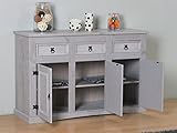 Sideboard New Mexiko Kiefer massiv grau Mexico Kommode Anrichte Schrank -
