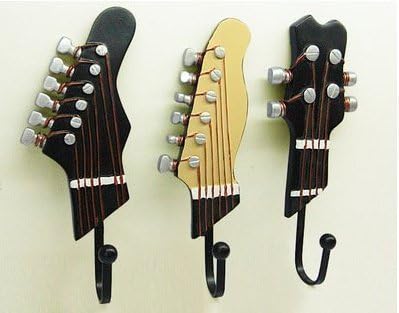 3 pieces Hook Towel Wall Hanger Hanger Guitar Shape Vintage resin hook Hook key holder with three hooks