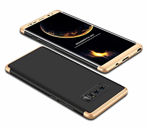 Samsung Note 8 case 360 degree Gold Black Protection Matte Ultra Slim Cover PC Hard Case Body Protection Scratchproof Cover 360 degree Full Cover 3 in 1 DECHYI Gold+Black