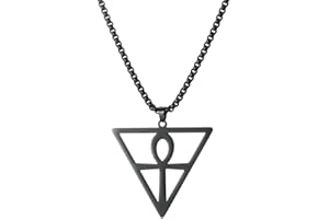 EUEAVAN Collier avec pendentif en forme de croix Ankh - Croix égyptienne ancienne - Triangle inversé - Amulette en acier inoxydable - Bijou religieux pour garçons, hommes, enfants