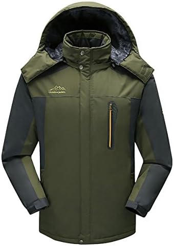 Lanmworn Men's Plus Thick 4 Colors Velvet Zipper Windproof Mountain Ski Jacket, Winter Warm Outdoor Hooded Softshell Athletic Rain Jackets Fleece Waterproof Windbreaker Coat L-9XL .