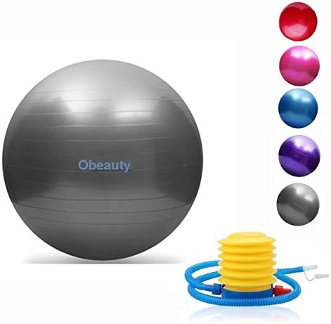 Exercise Ball (Multiple Sizes) for Fitness, Stability, Balance &amp; Yoga - Workout Guide &amp; Quick Pump Included - Anti Burst Professional Quality Design(Grey55)