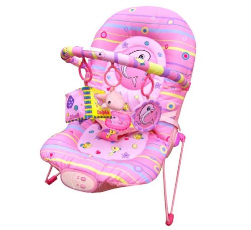 Baby Rocker Bouncer Reclining Chair Soothing Music Viberation Toys IN PINK