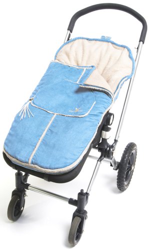 Wallaboo Footmuff, Warm and Cosy Footmuff, for 6 - 36 months, Durable Faux Suede and Soft Sheerling, Cozy and warm, Light Blue