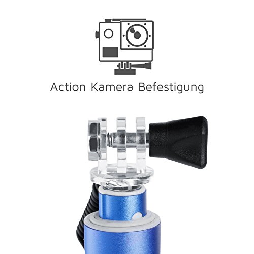 Aplic – Blue Selfie Stick für GoPro Actioncam | sowie durch Adapter für Smartphone nutzbar | Monopod Selfie Stange (Telescoping) | einstellbare Stange 98cm | inkl. 1/4″ Gewinde zur Montage auf Kamerastativen - 4