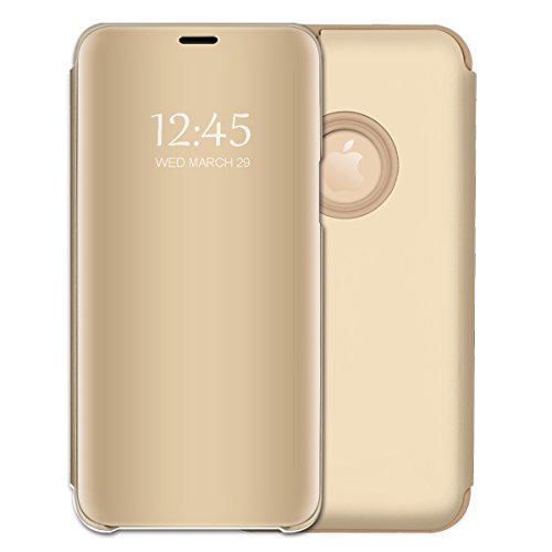 2Buyshop Apple iPhone Xs Hülle, iPhone Xs Max Schutzhülle PU-Leder Flip Spiegel Handyhülle iPhone Xs 360-Grad-Schutz Tasche mit Standfunktion iPhone Xs Max Ledertasche (Apple iPhone Xs Max, Gold) 2Buyshop Apple iPhone Xs Hülle, iPhone Xs Max Schutzhülle PU-Leder Flip Spiegel Handyhülle iPhone Xs 360-Grad-Schutz Tasche mit Standfunktion iPhone Xs Max Ledertasche (Apple iPhone Xs Max, Gold)