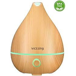 VicTsing 130ML Diffuseur Huile Essentielle Silencieux Mini Humidificateur Air Portable ultrasonique aromathérapie avec Bouton 4 en 1, Mode de Sommeil, 8 Couleurs pour Chambre à Coucher, Bureau- Gingem