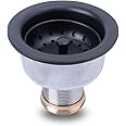 VARNAHOME 3-1/2 Deep Cup Kitchen Sink Drain Assembly, 304 Stainless Steel Construction With Fixed Post Basket and Long Extended Shank/CAS Approved and Matte Black Finish