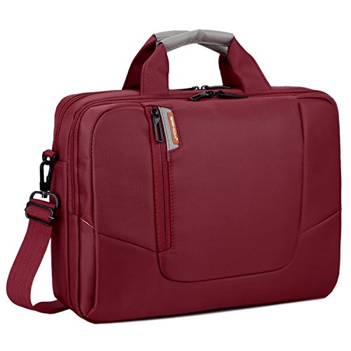 BRINCH 17,3 Zoll neue weiche Nylon stoßfest Laptop Computer Umhängetasche Messenger Bag Aktentasche mit Taschen & Griffe und abnehmbaren gepolstertem Schulterriemen für 17 - 17,3 Zoll Laptop / MacBook / Notebook / Chromebook / Tablet Computer, Rot