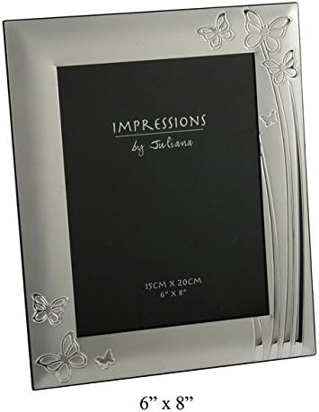 2 Tone Silver Plated Butterfly Design 4" X 6" Picture Photo Frame - Silver