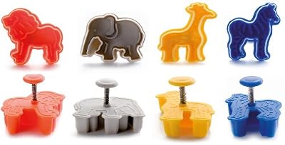 Ibili 734700 Lot de 4 emporte-pièces avec poussoir Safari
