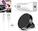Produktbild 3in1 Handyhalterung Auto Magnet Lüftung Gitter KFZ Halterung mit weiß Ladegerät Schnell Kfz-Adapter + Micro-USB Kabel 1m Ladekabel für Samsung Galaxy J1 J2 J3 J5 J7 (2015) (2016) (2017) Schwarz