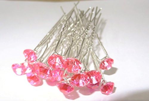 Mont Cherry High Quality Elegant Stud Solitaire Crystal Diamante Wedding Bridal Prom Hair Pins Various Colors 10 pins with Silver Bindi/Tatoo pack by Trendz (Pink)