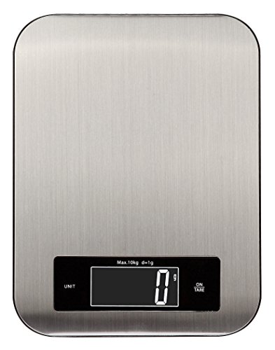 Kabalo Edelstahl-Küche Koch Skala. 10 kg Kapazität 10000 g / 1g, Batterien enthalten! Flaches und dünnes Design. Lcd digitale Elektronik