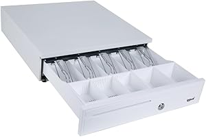 iggual - Tiroir-caisse IRON-30PW - Boîte à Monnaie Manuelle ou Automatique pour 5 Billets et 5 Pièces - Serrure à 3 Positions - Acier + Plastique ABS - Usage Professionnel - Blanc Pur (42x40,5x10)