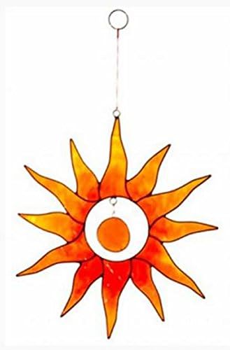 Red Sun with Glass Nugget Suncatcher: Wall Window Decoration Hanger