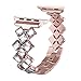 Produktbild Neueste!!!Glowjoy Ersatz Uhrenarmband für Apple Watch Series 1/2/3/4 42/44mm,Hollowed-Out Strass Diamant Edelstahl Armband Leicht Wristband Dauerhaft Ersetzerband Edelstahlband (Roségold)