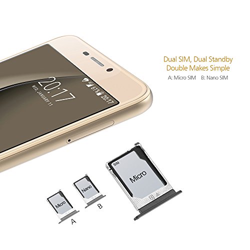 Ulefone Gemini 4G Phablet Android 6.0 5.5 Pollici MTK6737T 1.5GHz Quad-Core 3GB RAM 32GB ROM Scanner a dito (Oro)