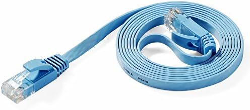 Hexagon Network - Ethernet Cable Cat6 Flat 5ft Blue, Network Cable Cat 6 Flat Slim Ethernet Patch Cable, Internet Cable With Snagless RJ45 Connectors - 5 Feet Blue