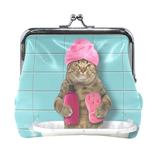 Preisvergleich Produktbild XiangHeFu Frauen Geldbörse Badewanne Katze Clutch Bag Leder