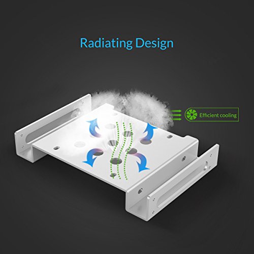 ORICO Aluminium 2,5″ / 3,5″ auf 5,25″ interner Festplattenadapter Konverter Einbaurahmen Wechselrahmen für 2,5-/3,5-Zoll SATA / IDE HDD oder SSD, für Desktop-PC Computer CD-/DVD-ROM (Silber) - 4