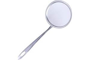 JIZIAN 1Pc Stainless Steel Fat Skimmer Spoon, Fine Mesh Strainer Filter Spoon Food Strainer and Hot Pot Skimmer with Long Handle Cooking Kitchen Utensils (L,29.5cm)