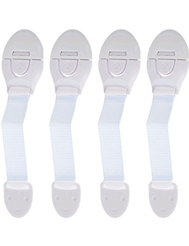 Yantu Child Safety Locks for Cabinets & Appliances Baby Proofing Adjustable Cabinet Lock White (Package of 4)