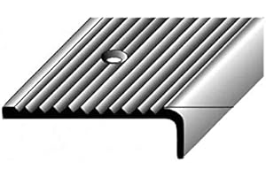 AUER STAIR NOSING AUER Lot de 2 profilés angulaires pour nez de marche en aluminium anodisé avec perçages Argenté 1 m x 40 mm x 15 mm