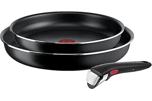 Tefal Ingenio Easy On - Juego de 2 Sartenes 24/28 cm + Mango extraíble, No apto inducción, antiadherentes, revestimiento titanio, Thermo-signal, sin PFOA, apto lavavajillas y horno