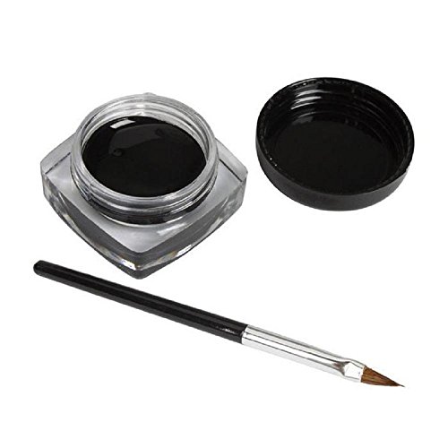Voberry® Mini Eyeliner Gel Cream With Brush Makeup Cosmetic Black Waterproof Eye Liner for Women Lady