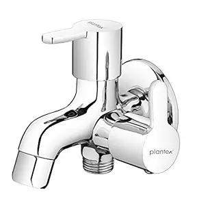 Plantex Brass Flora 2 Way Bib Cock/Chrome Plated Bathroom Tap/Quarter Turn Tap/Form Flow Tap (FLO-807)