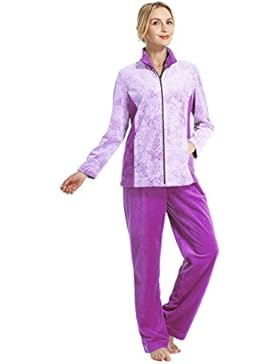 RAIKOU Neu Damen Luxus Hausanzug aus Cardigan und Hosein Jaquard AusbrenntechnikFlora Design