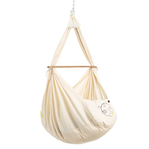 Preisvergleich Produktbild NONOMO Federwiegen-Set Kleinkind Classic - mit Kunstfaser-Matratze - inklusive Deckenbefestigung - Farbe: natur