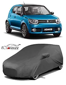 DRIZETM Maruti Suzuki Ignis Car Cover with Triple Stitched Fully Elastic Ultra Surface Body Protection/Suzuki ignis car Cover/Ignis car Cover (Grey Look)