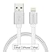 Price comparison product image Lightning to USB Cable [Apple MFI Certified] GGMM® Charging Cable Flat Sync Data Transfer Line 3.3ft Lenghth with Durable Metal Heads and Connectors for iPhone 6s/6s plus/iPhone 6/6 Plus/5s/5, iPad mini 4, iPod-Lifetime warranty (Silver)