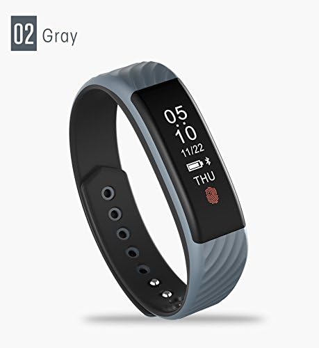Fitness Tracker Smart Bracelet Activity Tracking Heart Rate Pedometer Calorie Step Counter All Sports Water Resistant Fat burn Calories Display Steps Run Swim Waterproof iOS Android (Gray)
