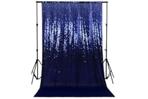 ShinyBeauty Rideau de Toile de Fond à Paillettes Bleu Marine 4FTx7FT Rideaux chatoyants arrière-Plans de Paillettes Paillettes de noël pour la Photographie