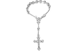 BOBIJOO JEWELRY - Mini Chapelet Voiture Camion Bracelet Marie Vierge Croix Pendentif Tout Argent