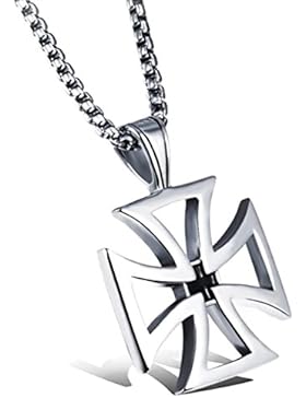 Edelstahl Set Halsanhänger Kreuz mit Halskette, Templer, Eisernes Kreuz, Kreuzritter, hochwertiger Halsschmuck...