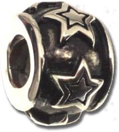 Threaded Bead Stainless Steel Star, Colour: Black-Silver